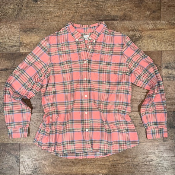 LL Bean 100-% Organic Cotton Button Down Plaid Shirt - Picture 1 of 11